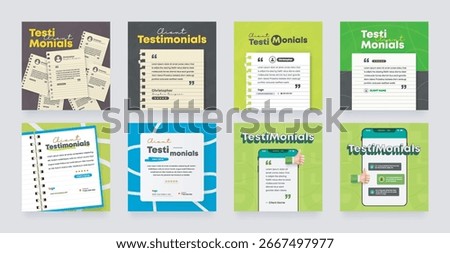 Modern Editable Testimonial and Feedback Social Media Post Template Set for Business