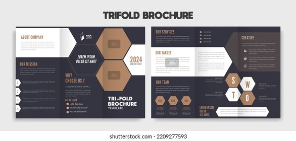 Modern editable trifold brochure template design vector illustration