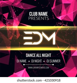 Modern EDM Music Party Template, Dance Party Flyer, Brochure. Night Party Club Banner Poster