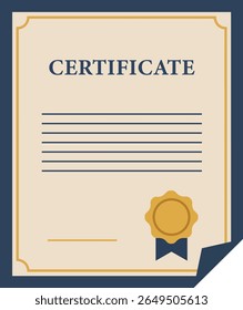 Modern Education Certificate Template with Golden Badge – Diploma Vector Layout