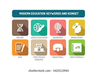 MODERN EDUCATION FLAT ICON AND ILLUSTRATION CONCEPT