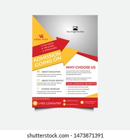 Modern Education Flyer Design Template. School And College Admission Vector.