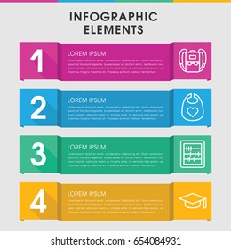 Modern education infographic template. infographic design with education icons includes baby bid, backpack. can be used for presentation, diagram, annual report, web design.