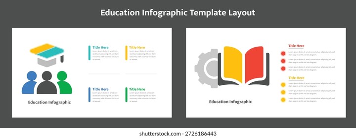 Layout de modelo infográfico de educação moderna para o progresso acadêmico e compartilhamento de conhecimento. Ideal para escolas e treinamento empresarial.