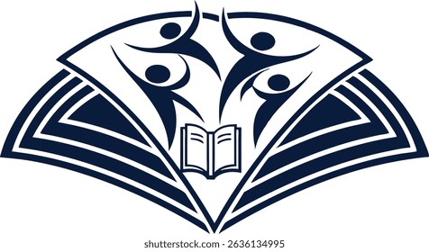 Modern education logo design with abstract book and human figures vector illustration.