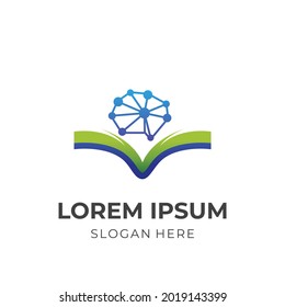 diseño de logotipo educativo moderno con un estilo de color azul y verde