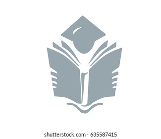 Modern Education Logo - Premium Silver Education Symbol
