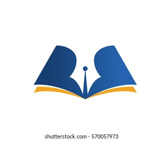 Modern Education Logo Showing Blue Pen and Book Symbol