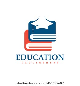 Modern Education Logo Showing Cap and Book Symbol