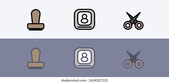 Modern education and school vector symbol set - stamp, distance learning and cutter set.