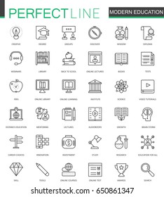 Modern education thin line web icons set. Online video training outline stroke icons design.