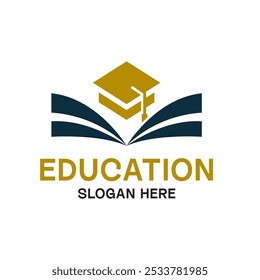 Modern Educational Logo with Graduation Cap and Open Book Icon