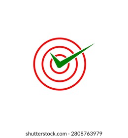 Modern efficiency icon with a target and check mark on a transparent background, ideal for productivity, goal achievement, accuracy, and business success concepts.