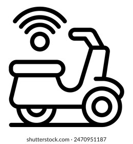 Ilustración moderna y eficiente del icono del scooter de entrega inalámbrica para el servicio de transporte autónomo inteligente en el negocio de la logística urbana y el comercio electrónico, con diseño minimalista y líneas limpias