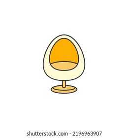 Modern Egg Chair Icon In Color, Isolated On White Background 