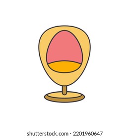 Modern Egg Chair Icon In Color, Isolated On White Background 