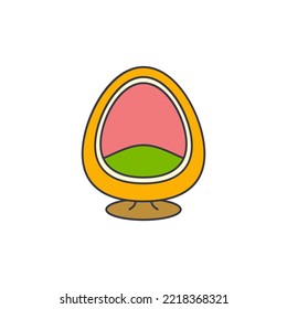 Modern Egg Chair Icon In Color, Isolated On White Background 