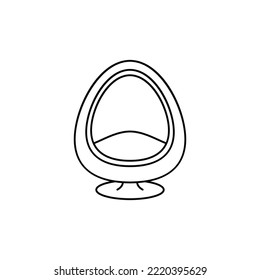 Modern Egg Chair Icon In Line Style Icon, Isolated On White Background