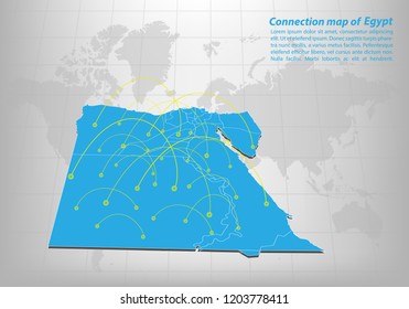 Modern of egypt Map connections network design, Best Internet Concept of egypt map business from concepts series, map point and line composition. Infographic map. Vector Illustration.