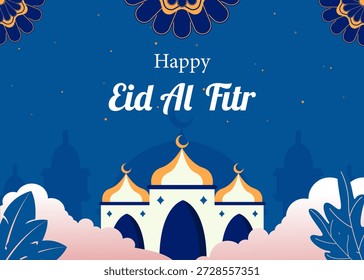 Fondo moderno de Eid Mubarak con la mezquita azul