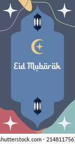 La moderna plantilla de tarjetas de felicitación islámica eid mubarak ramadan y puede utilizarse para el diseño de papel pintado, afiches, banner de medios e impresión. Ilustración vectorial de Eid mubarak.