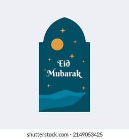 modern Eid mubarak und ramadan kareem. Islamische Grußkartenvorlage und -element. Kann für Vorlage, Aufkleber, Grußkarte, soziale Medien. Eine Reihe von Vektorgrafiken ramadan und eid mubarak