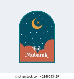 moderno Eid mubarak y ramadan kareem. Plantilla y elemento de la tarjeta de felicitación islámica. Puede usar para plantillas, etiquetas, tarjetas de felicitación, medios sociales. Un conjunto de ilustraciones vectoriales ramadan y eid mubarak