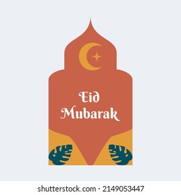 modern Eid mubarak und ramadan kareem. Islamische Grußkartenvorlage und -element. Kann für Vorlage, Aufkleber, Grußkarte, soziale Medien. Eine Reihe von Vektorgrafiken ramadan und eid mubarak