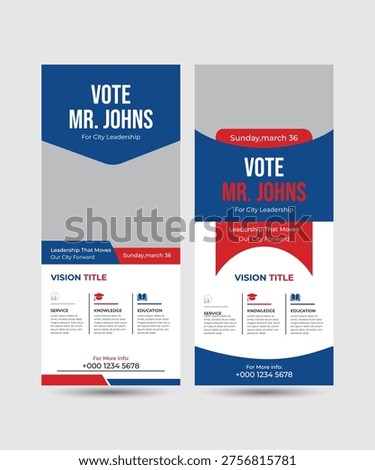 modern election rollup banner illustrator design. political election voting publicity banner design. editable promotion advertisement for x-banner, flyer, profile, brochure, display, vector layout tem