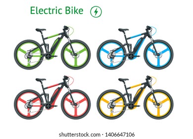 Modern Electric bike isolated on white background. City Life with Eco Transportation. Healthy Lifestyle.