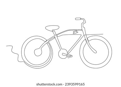 A modern electric bike. Electric bike one-line drawing