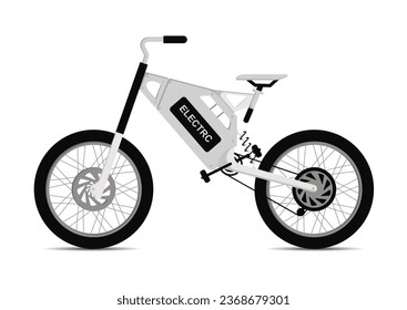 Modern Electric Bike Vector Flat Design Isolated on White Background