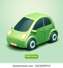 Modern electric car, 3d vector. Suitable for education, technology, green energy and design elements