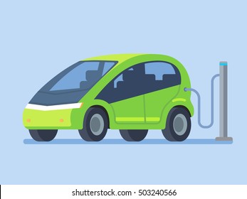 Modern electric car charging. Vector illustration