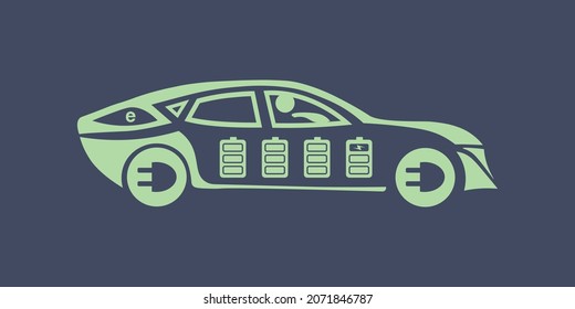 MODERN ELECTRIC CAR FUTURISTIC TECHNOLOGY CONCEPT ILLUSTRATION BACKGROUND 