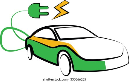 modern electric car silhouette. electric car vector illustration