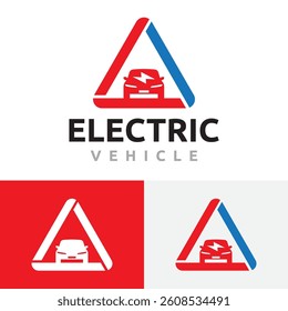 Modern Electric Car Vehicle Triangle Silhouette Logo Template
