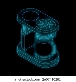 Modern electric coffee machine showing futuristic glow on black background