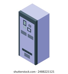 Modern electric control panel with display showing working status isometric view