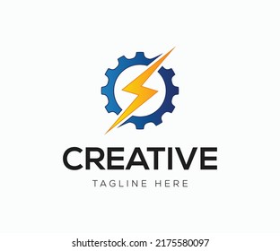 Modern electric gear logo template, Electric logo design