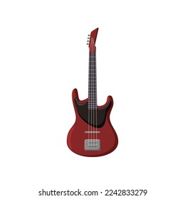 Modern electric guitar cartoon illustration. Colorful musical instrument isolated on white background. Music, hobby concept.