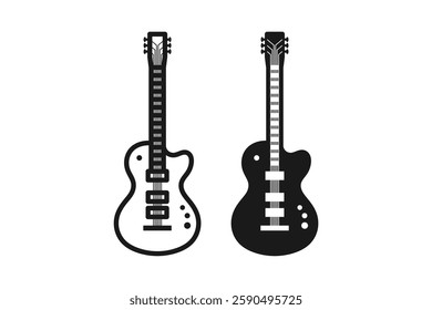 modern electric guitar icon line and flat