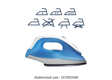 Modern electric iron. Icons set. Vector illustration. Home electrical appliances.