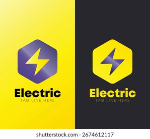 Modern "Electric" Logo with a Lightning Bolt in a Hexagon