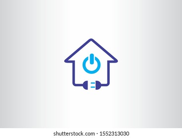 modern electric plugs vector logo with house concept design