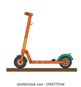 Modern electric scooter drawn in a flat style.
