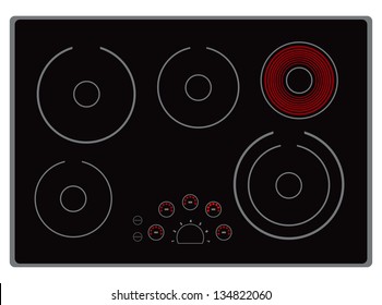 Modern electric stove surface with the included element. Vector illustration.