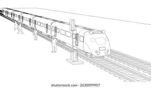 modern electric train 3d illustration
