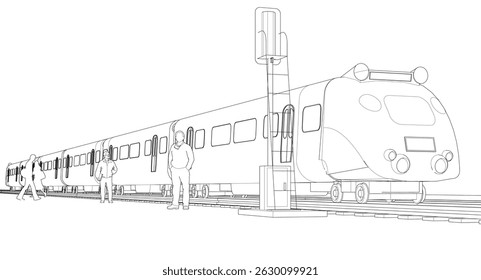 modern electric train 3d illustration