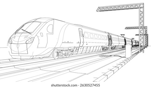 modern electric train 3d illustration
